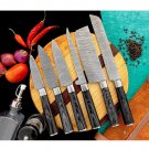 Lot of 5 Handmade Damascus Steel Chef Knives | Professional Kitchen Knife Set