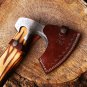 Handmade High Carbon Steel Axe Head – Forged Pattern with Leather Sheath