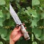 Handmade 17 Inch Damascus Steel Hunting Knife | Fixed Blade Bowie Knife with Leather Sheath