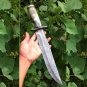 Handmade 17 Inch Damascus Steel Hunting Knife | Fixed Blade Bowie Knife with Leather Sheath