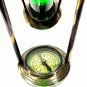 9" Green Liquid Sand Timer Antique Nautical Ship Maritime Hourglass w/ Compass