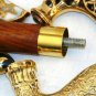 4 HANDLE WITH 1 STICK Handle Full Brass Walking Stick Vintage Cane STYLE GIFT