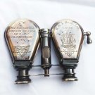 Nautical Antique Brass Monocular Maritime Vintage 4"Binocular With Leather Beg