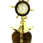 Nautical Maritime Shinny Brass Table Bell Calling Bell with Wheel Clock Desk