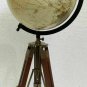 Nautical World Map Table GLOBE ORNAMENT With Antique Finish Wooden Tripod Stand