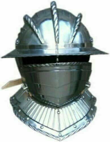 Medieval Knight Closed Helmet Battle Warrior Steel Helmet LARP Replica Helmet
