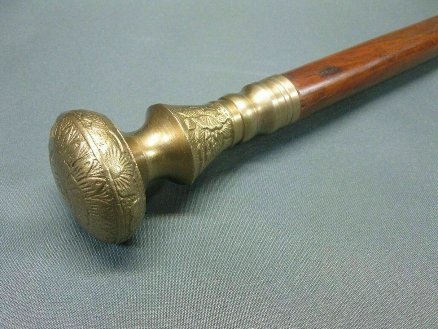 Victorian Walking Cane Wooden Walking Stick Royal Brass Head 36 Inch
