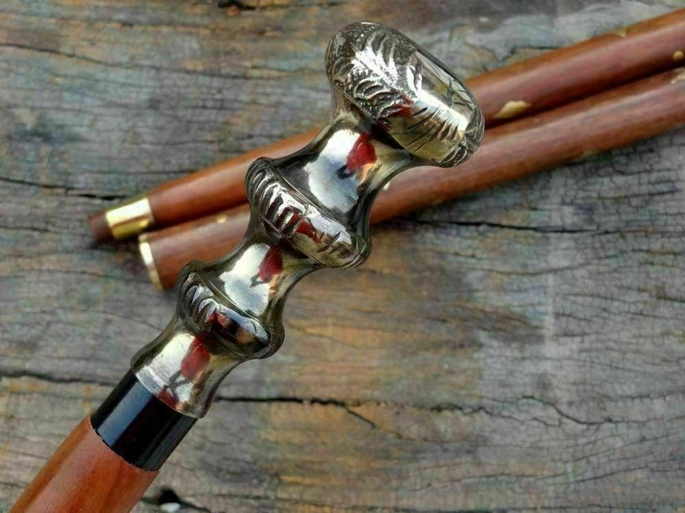 Vintage Head Handle Handmade Victorian Walking Stick Wooden Cane