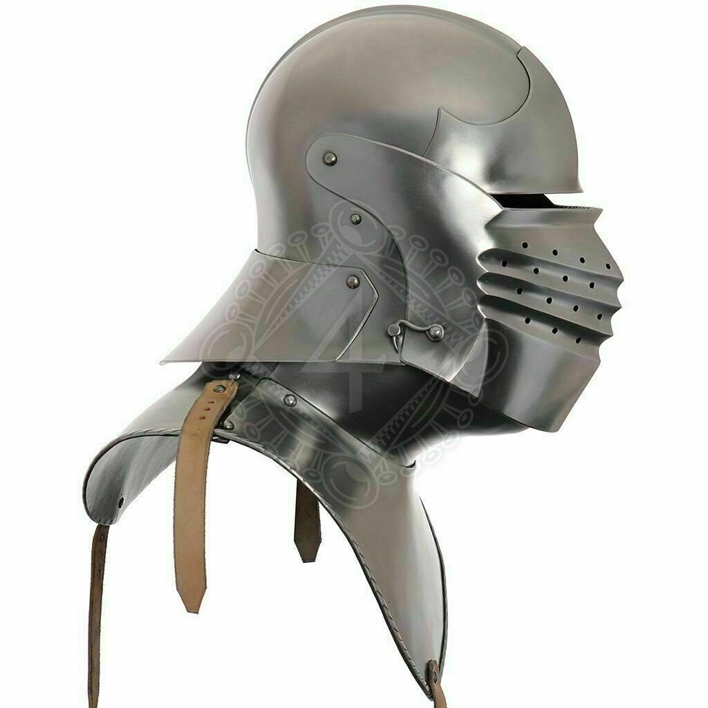 18GA Sca Larp Medieval Gothic German Sallet Helmet Free Leather Liner Gift FR184