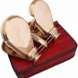 AK NAUTICAL Vintage Brass Folding Binoculars/Opera Glasses/Spyglass with Leather