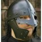 Black ~ Medieval Larp Raven Black Helmet Knight Viking Helmet With Chainmail
