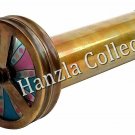 Vintage Antique Brass Double Rotating Wheel Stained Glass Kaleidoscope Handmade.