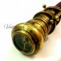 Antique Victorian Solid Brass Wooden Cane Spy Telescope & Compass Walking stick
