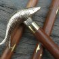BRASS WALKING STICK FISH STYLE DESIGNER CANE HANDLE VINTAGE WOODEN STICK