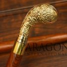 Vintage Handle Designer Antique Brass Walking Solid Cane Wooden Walking Stick