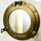 Antique Brass 12" Porthole Nautical Maritime Ship Boat Wall Mirror Home Décor