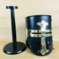 Black Design Medieval Knight Armor Crusader Viking Templar Helmet with stand