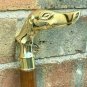 Brass Dog Head Handle Style Vintage Walking Stick Wooden Antique Foldable Cane
