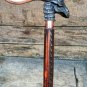 Copper Antique Finish Dragon Handle With Edge Leather Stitching Wooden Stick