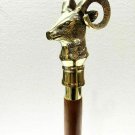 Antique Goat Design Head Handle Victorian Wood Walking Stick Vintage Cane gift