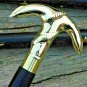 Vintage Walking Stick Solid Brass Ship Anchor Head Handle Wooden Walking Stick