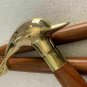 Vintage Style Wooden Walking Stick Solid Brass Dolphin Fish Head Handle Cane