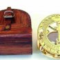 Nautical Brass Antique Vintage Handmade Sundial Compass Come with Leather Case