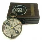 Antique DOLLOND LONDON Maritime Brass Pocket Compass with Wooden Box
