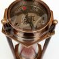 5 Inch SAND TIMER BRASS HOURGLASS WITH ANTIQUE MARITIME BRASS COMPASS
