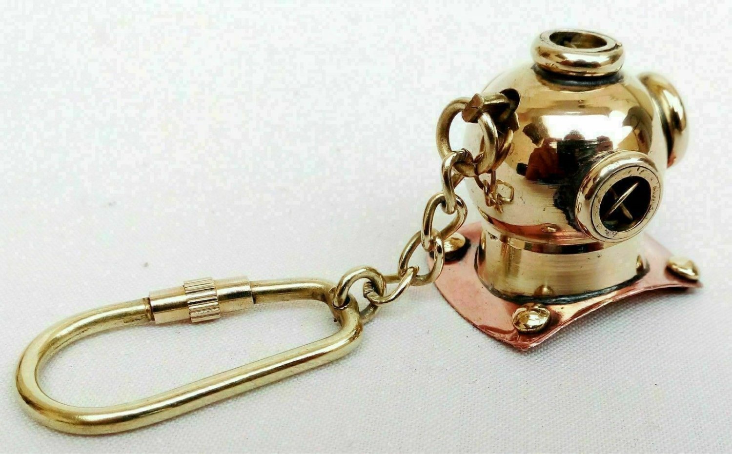 Vintage Brass Diving Helmet Key Chain Nautical Divers Helmet Key Ring Christmas
