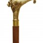 Solid Brass Lion head Handle Vintage Designer Wooden Walking Stick Cane Antique