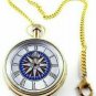 Antique Brass Polished Pocket Watch Gandhi Style With long Chain