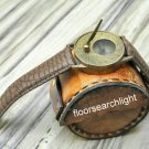 Nautical Brass Antique Steampunk Sundial Compass Wrist Watch With Leather Case