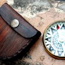 VINTAGE BRASS MARINE OPEN FACE ANTIQUE DESKTOP LENSATIC COMPASS