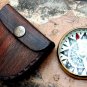VINTAGE BRASS MARINE OPEN FACE ANTIQUE DESKTOP LENSATIC COMPASS