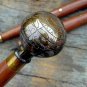 Victorian Brass Globe Handle Inlay Walking Cane Style Stick Best Gift