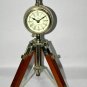 Antique vintage style brass clock handmade home decor with wooden tripod stand