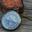 Brass Locket Compass Necklace Maritime Steampunk Antique Vintage leather case