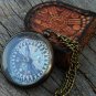 Brass Locket Compass Necklace Maritime Steampunk Antique Vintage leather case