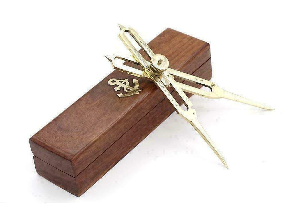 Brass Compass Proportional Divider Size 6 Inch And Polish With Wooden Box
