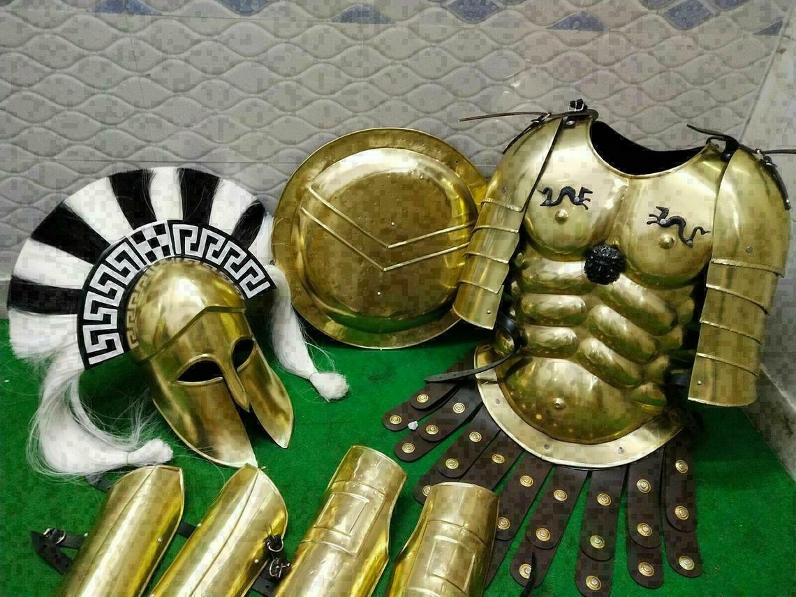 Full Body Armor Templar Crusader Combat Medieval Knight Suit Corinthian Helmet