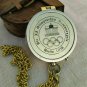 Shiny Brass Compass Vintage Flat Compass Pocket Gift With Leather Case