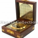 Antique Nautical Brass Wooden Box Compass Maritime Navy Marine Ship Desk Compass