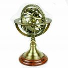 Antique style 8" brass armillary sphere astrolabe nautical marine tabletop globe