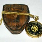 Antique vintage pocket watch 2" brass handmade marine arts with leather box gift