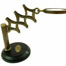 Nautical Antique Brass Chainner Magnifying Glass on Wooden Base Decor
