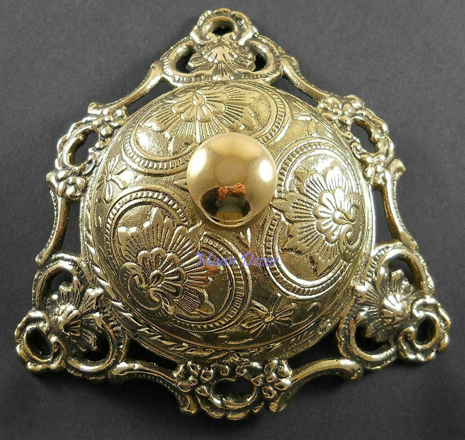 Antique Brass Reception Desk Service Bell Counter Top Ornate Ringer For Hotel