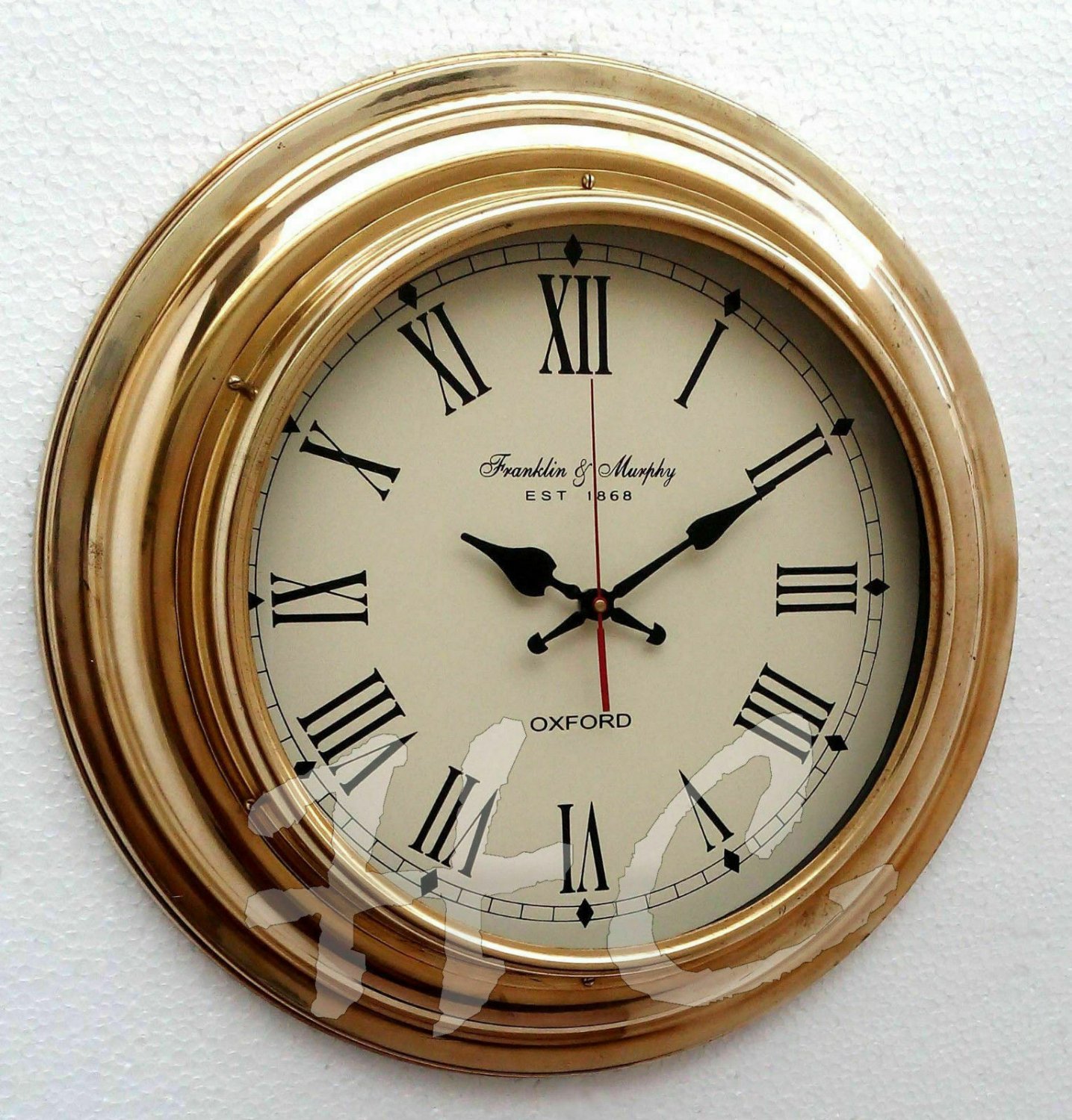 17" Nautical Brass Ships Wall Clock made for Franklin & Murphy Beach House Decor