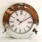 12" Antique Marine Brass Ship Porthole Clock Nautical Wall Clock Home Decorative