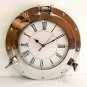 12" Antique Marine Brass Ship Porthole Clock Nautical Wall Clock Home Decorative